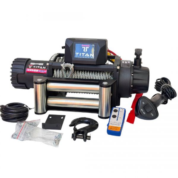 Лебедка  TITAN ULTRA 13500 Lbs , 12V, електрическа, за пътна помощ и джип ( подсилен редуктор ) - 2 години гаранция  | Rudimpex